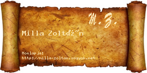 Milla Zoltán névjegykártya